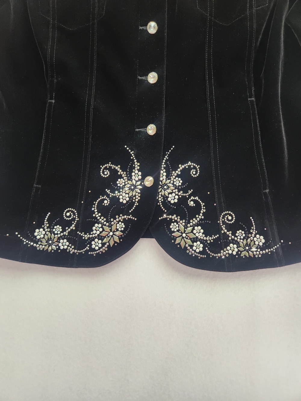 Vintage Black Velvet Embroidered Jacket Whimsigoth Boho Beaded Jacket SZ L - Picture 6 of 16